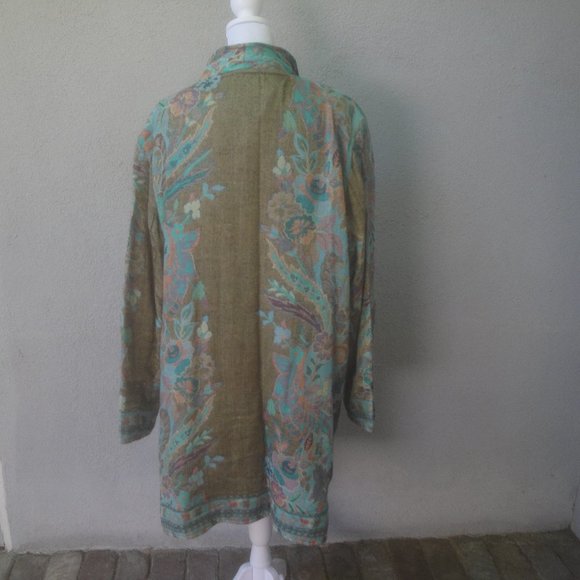 Soft Surroundings Rayon-Wool Blend Printed Bohemian Style Open Duster 3X - Picture 4 of 5